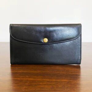 1980s Coach Black Leather Combination Wallet Checkbook